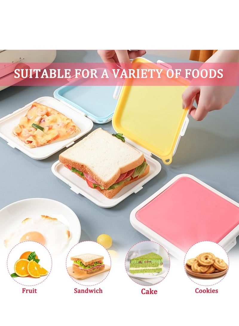 إسكدنيا حاويات ساندوتش مصنوعة من السيليكون حاوية تخزين ساندوتش حاوية غذاء منزلي للفواكه، السلطة، المقرمشات، الأطفال (وردية) - Image 4