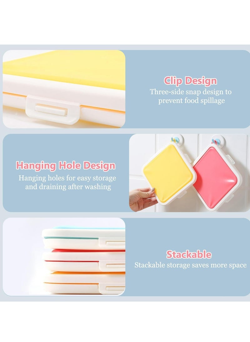 إسكدنيا حاويات ساندوتش مصنوعة من السيليكون حاوية تخزين ساندوتش حاوية غذاء منزلي للفواكه، السلطة، المقرمشات، الأطفال (وردية) - Image 3