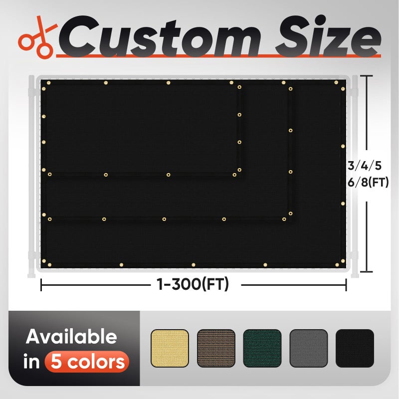 Cisvio 5ft x50ft Privacy Screen Fence 90% Blockage Heavy Duty Protective Covering Mesh Fencing for Outdoor Patio Pool Balcony Black - Image 2