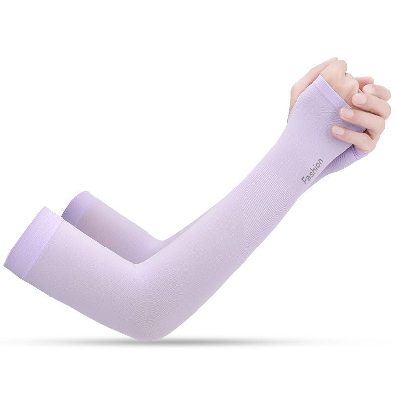 Unisex Ice Silk Sun-Protective Arm Sleeves for Summer Sports HB04 [Set of fingers] Purple [Set of fingers] Purple