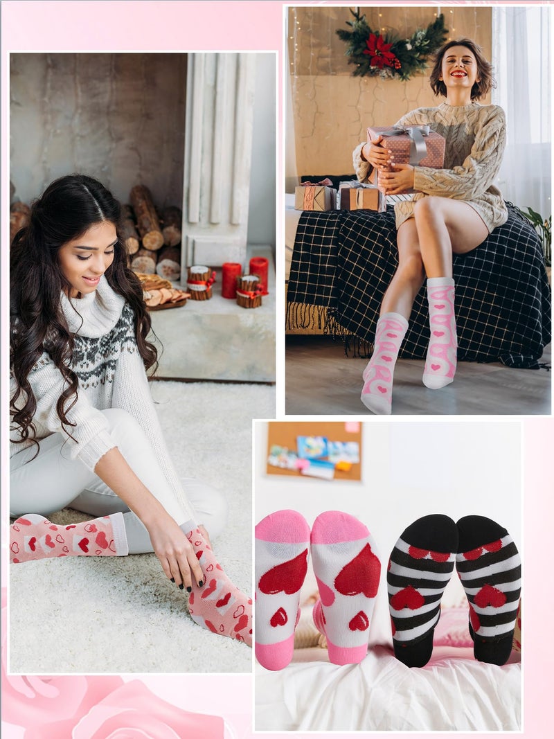 Shinymoon 24 Pairs Valentines Day Socks Bulk for Women Heart Print Holiday Novelty Crew Socks for Valentine Gift - Image 5