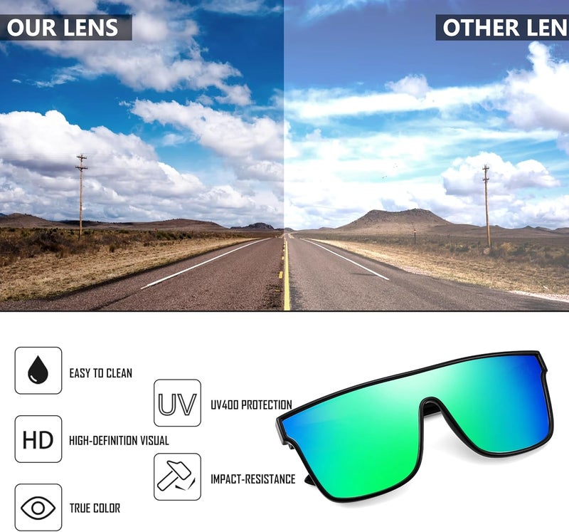 FEISEDY Fashion Flat Top Sunglasses Trendy Oversized Square Shades Women Men UV400 B2996 - Image 5