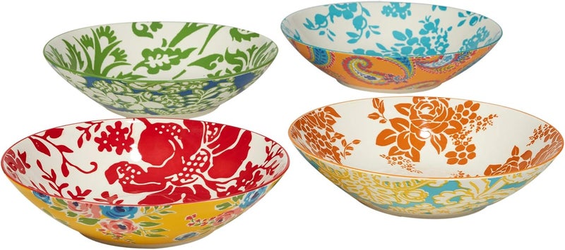 Certified International Damask Floral 95 Porcelain Soup  Cereal Bowls Set of 4  Colorful Assorted Floral  Paisley Patterns  Great for Ramen Salad Pasta Chili Snack or Decorative Mixing Bowl Use - Image 1