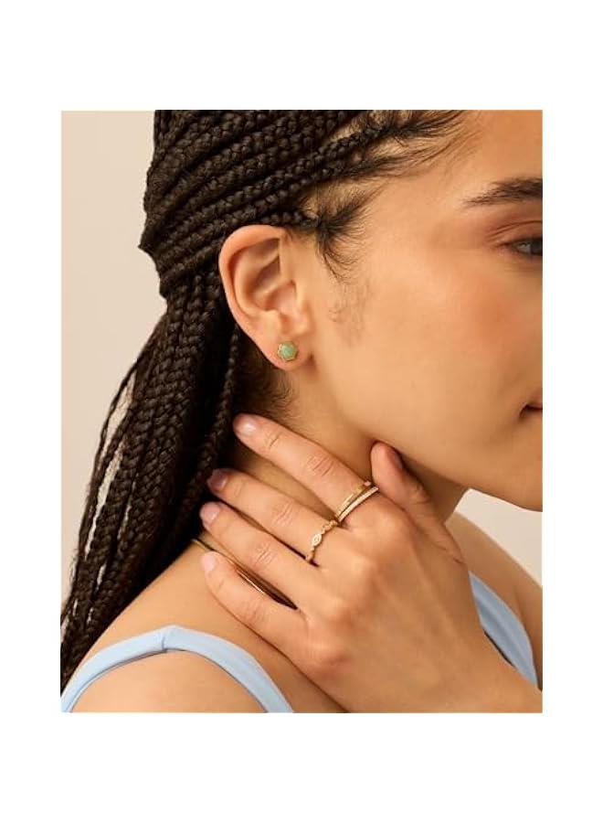 PAVOI 14K Gold Plated Hexagon Gemstone Stud Earrings for Women | Natural Birthstone Earring Pair - Image 4