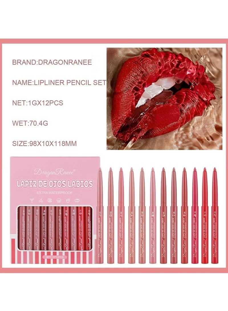 Dragon Ranee 12 Colors Matte Lip Liner/Lipstick Set,One Step Lips Makeup Kit,Velvet Nude Collection Waterproof Long Wear Lip Gloss, Lip Liner for Women To Create The Perfect Matte Lip Look! - Image 2