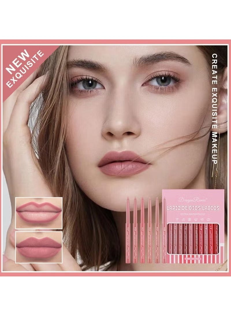 Dragon Ranee 12 Colors Matte Lip Liner/Lipstick Set,One Step Lips Makeup Kit,Velvet Nude Collection Waterproof Long Wear Lip Gloss, Lip Liner for Women To Create The Perfect Matte Lip Look! - Image 3