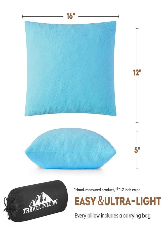PEUJEW Small Shredded Memory Foam Pillow, Camping Pillow Travel Pillow - Compressible Medium Firm, Breathable Cover, Ideal Backpacking Hiking, Airplane and Car (Sky Blue, S) - Image 3