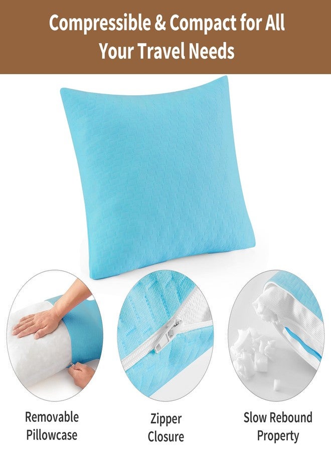 PEUJEW Small Shredded Memory Foam Pillow, Camping Pillow Travel Pillow - Compressible Medium Firm, Breathable Cover, Ideal Backpacking Hiking, Airplane and Car (Sky Blue, S) - Image 5
