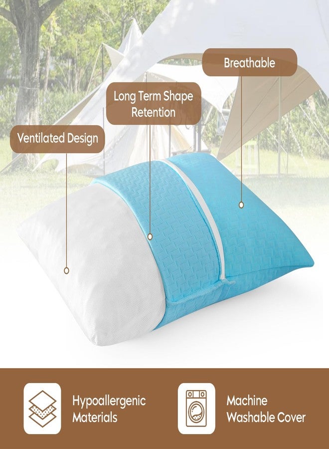 PEUJEW Small Shredded Memory Foam Pillow, Camping Pillow Travel Pillow - Compressible Medium Firm, Breathable Cover, Ideal Backpacking Hiking, Airplane and Car (Sky Blue, S) - Image 2