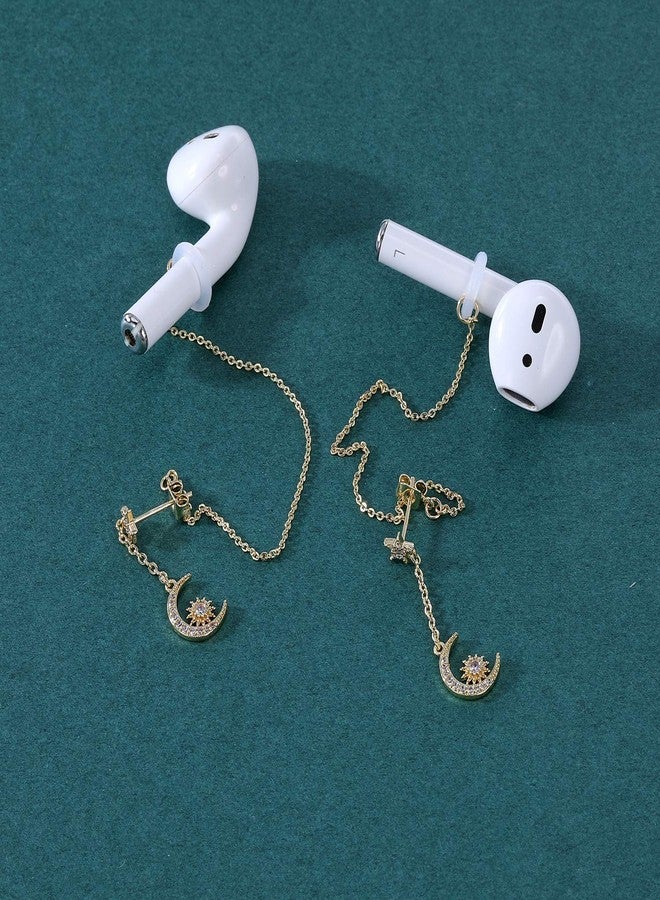 AoedeJ أقراط حاملة مضادة للفقد AoedeJ لأجهزة AirPods مطلية بالذهب عيار 14 سماعات أذن لاسلكية أقراط متدلية حاملة سماعات لاسلكية متوافقة مع AirPods Pro 1 و 2 (قرط أذن-1) - Image 4