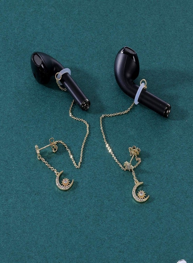 AoedeJ أقراط حاملة مضادة للفقد AoedeJ لأجهزة AirPods مطلية بالذهب عيار 14 سماعات أذن لاسلكية أقراط متدلية حاملة سماعات لاسلكية متوافقة مع AirPods Pro 1 و 2 (قرط أذن-1) - Image 5