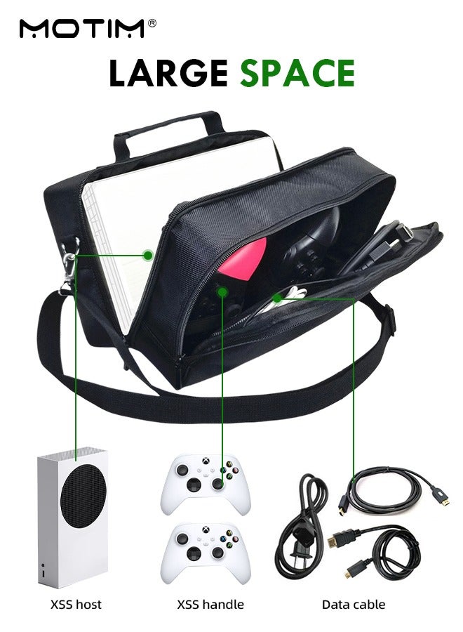 Motim For X Box Series S Travel Bag Carry Case Storage for X-Box Series S Console Carrying Bag Protective Handbag Waterproof Shockproof Adjustable Handle Bag for Headset Gaming Accessories Black - Image 2
