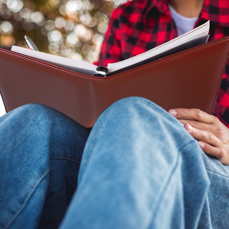 Antner A5 PU Leather Binder 6 Ring Notebook Photocard Budget Binder Cover for A5 Refill Paper, Refillable Loose Leaf Personal Planner Organizer Binder with Magnetic Buckle, Brown - Image 5