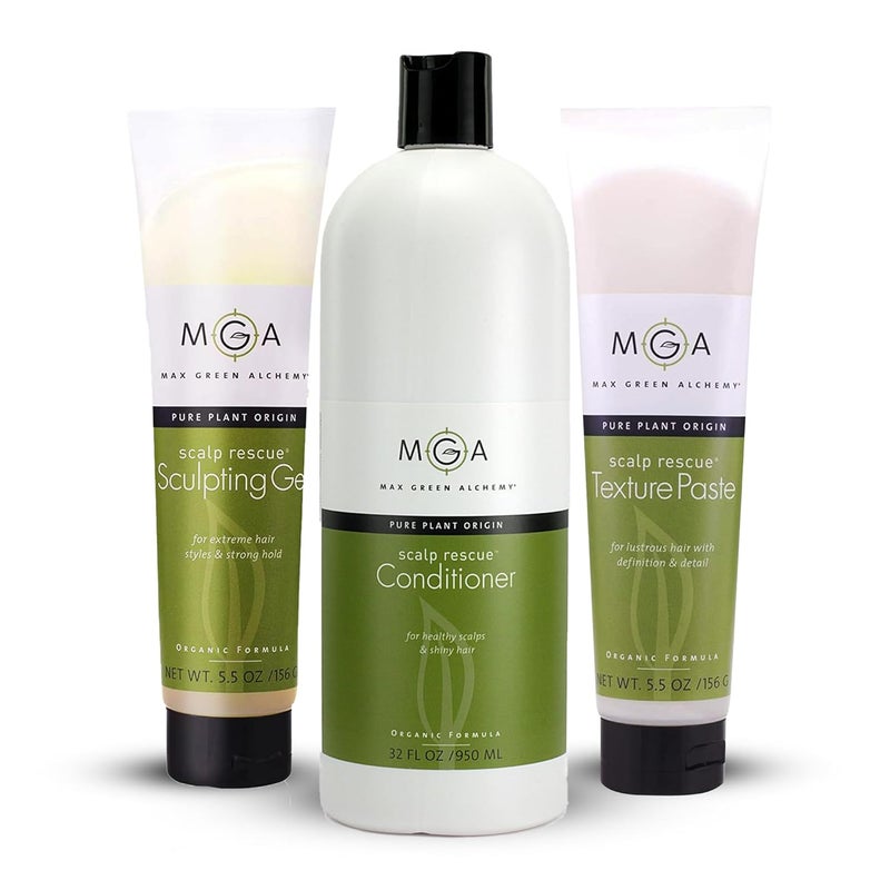 Max Green Alchemy Organic Hair Care Essentials Vegan Tea Tree Conditioner Sculpting Gel  Scalp Texture Paste  For Healthy Stylish Hair  Paraben  Sulfate Free  Unisex