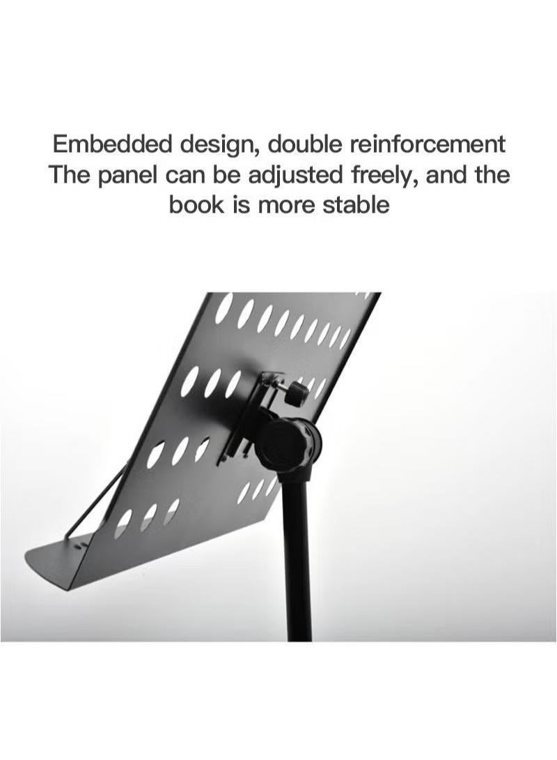 شو وو حامل ورقة الموسيقى قابل للطي خفيف الوزن ومحمول وقابل للتعديل ارتفاع احترافي معدني حامل كتب الموسيقى ورقة الموسيقى حامل مشبك لعازفي الجيتار القيثارة والكمان - Image 2