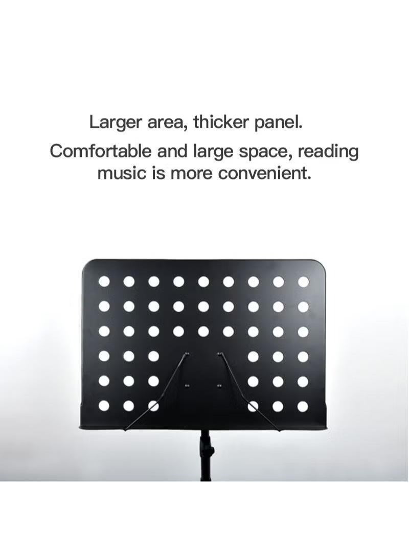 شو وو حامل ورقة الموسيقى قابل للطي خفيف الوزن ومحمول وقابل للتعديل ارتفاع احترافي معدني حامل كتب الموسيقى ورقة الموسيقى حامل مشبك لعازفي الجيتار القيثارة والكمان - Image 3