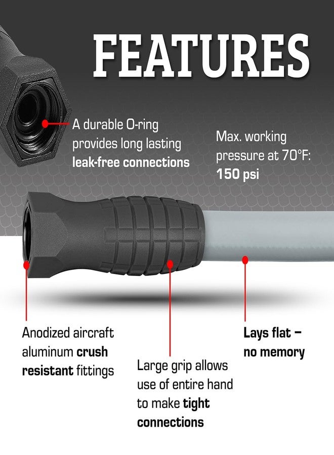 خرطوم حديقة Flexzilla Colors HFZC550GYS 5/8 بوصة 50 قدم 3/4 بوصة - 11 1/2 بوصة GHT رمادي داكن بمقبض دوار - Image 4