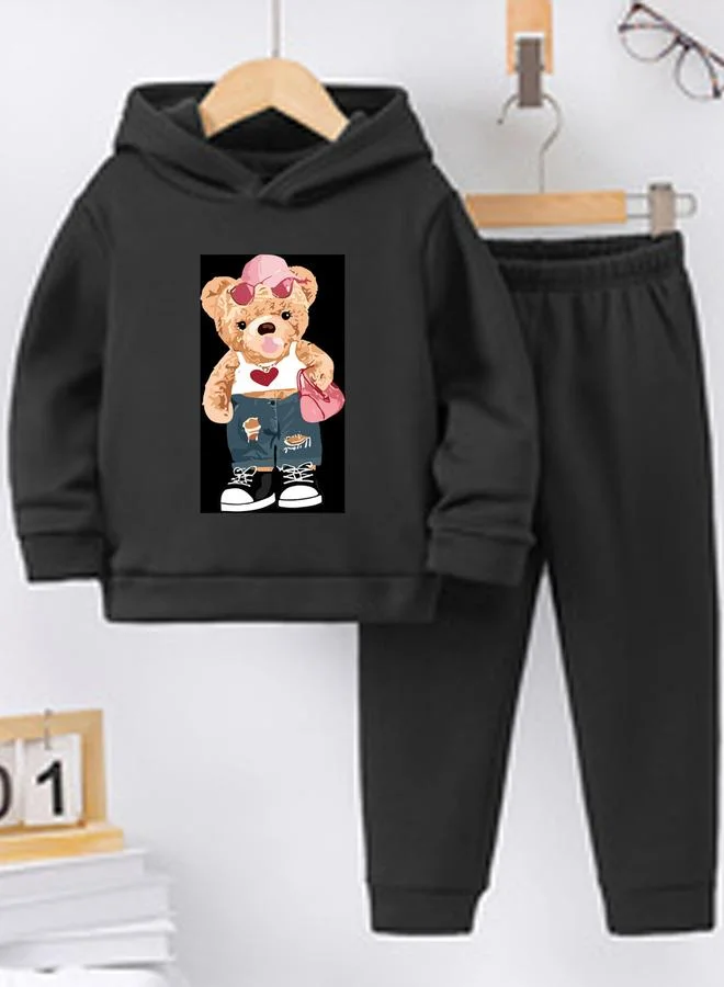Take Two Take Two Girls Graphic Print Hoodie with Pants Set