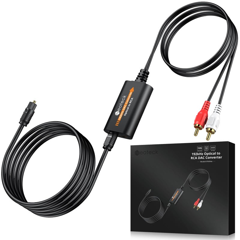Neoteck 192kHz DAC Converter 7ft/2.1m Optical to RCA Cable SPDIF to RCA Digital to Analog Converter for HDTVs Set-Top Boxes DVD/Blu-Ray Players-Male Output