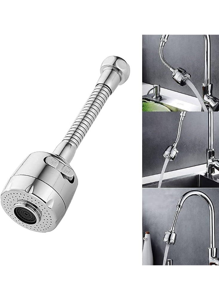Colro Global 360° Flexible Kitchen Faucet Extension Aerator - 2-Mode Adjustable Turbo Spray Nozzle, Splash-Proof Universal Tap Extender with Stainless Steel Hose for Kitchen Sinks, Chrome - Image 2