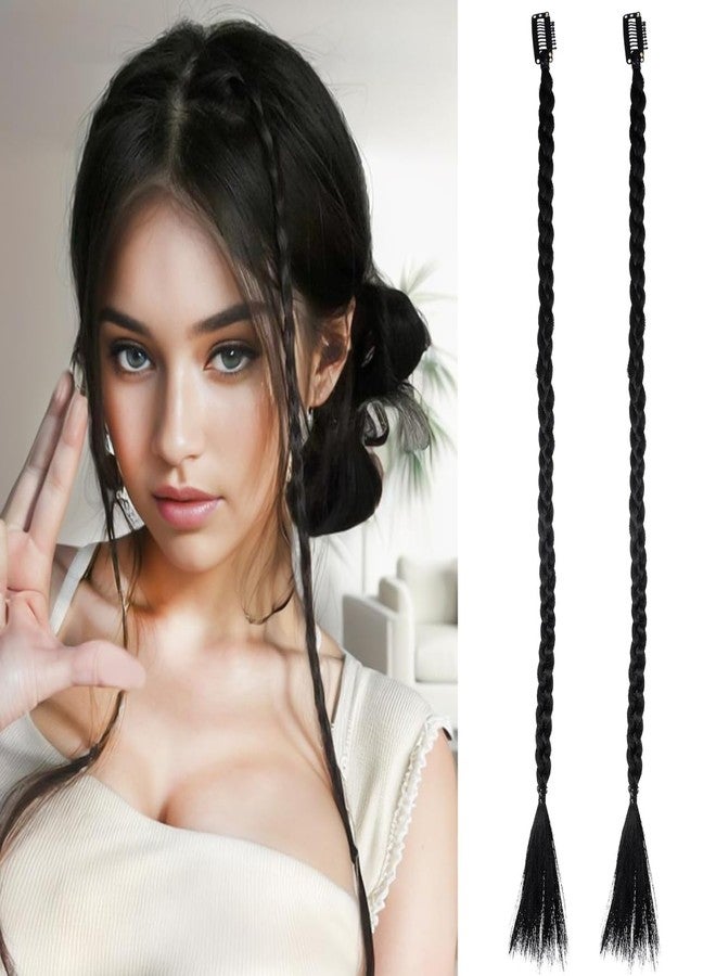 KALLORY 2pcs Braid Hair Extensions Clip in Braid Long Braiding Hair Extension f Straight Synthetic Hairpieces for Daily Use Party Styling - Image 3