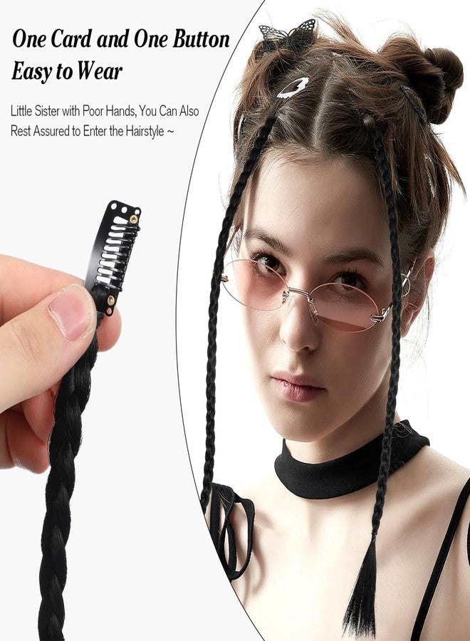 KALLORY 2pcs Braid Hair Extensions Clip in Braid Long Braiding Hair Extension f Straight Synthetic Hairpieces for Daily Use Party Styling - Image 5
