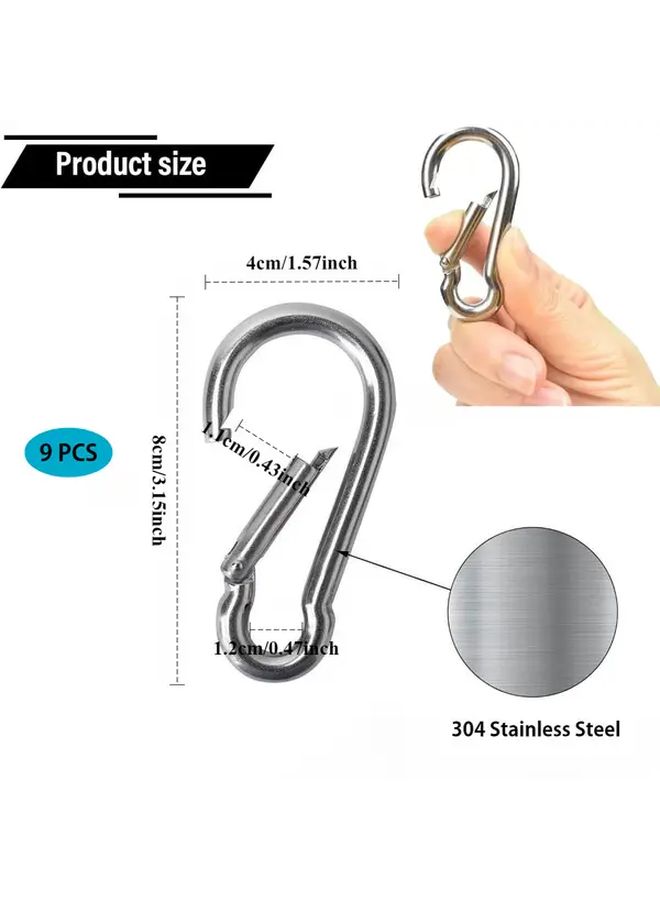 9Pcs 3.15 Inch Heavy Duty Stainless Steel Spring Snap Hooks Quick Connect Clips Secure Locking - Image 2