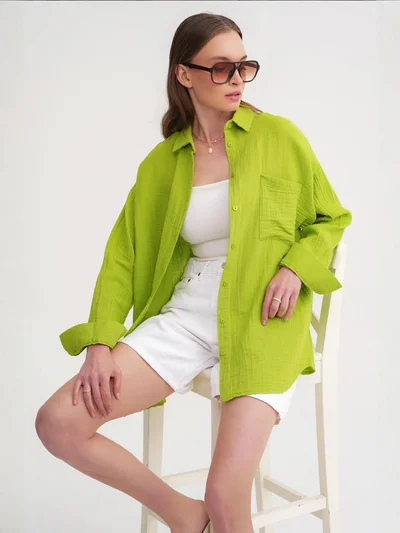 MixRay Mixray Oversize Shirt with Pocket Detail