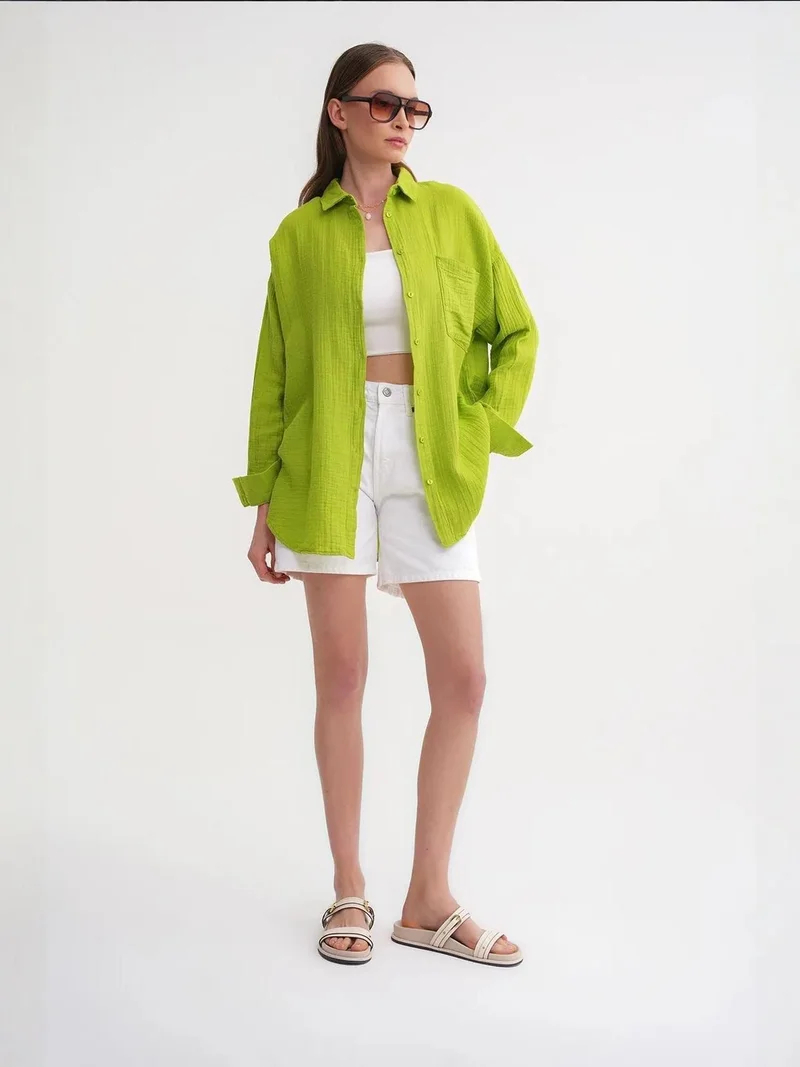 MixRay Mixray Oversize Shirt with Pocket Detail