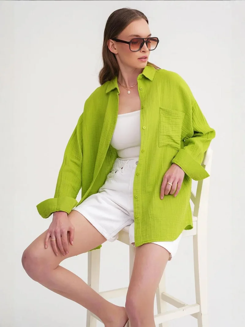 MixRay Mixray Oversize Shirt with Pocket Detail