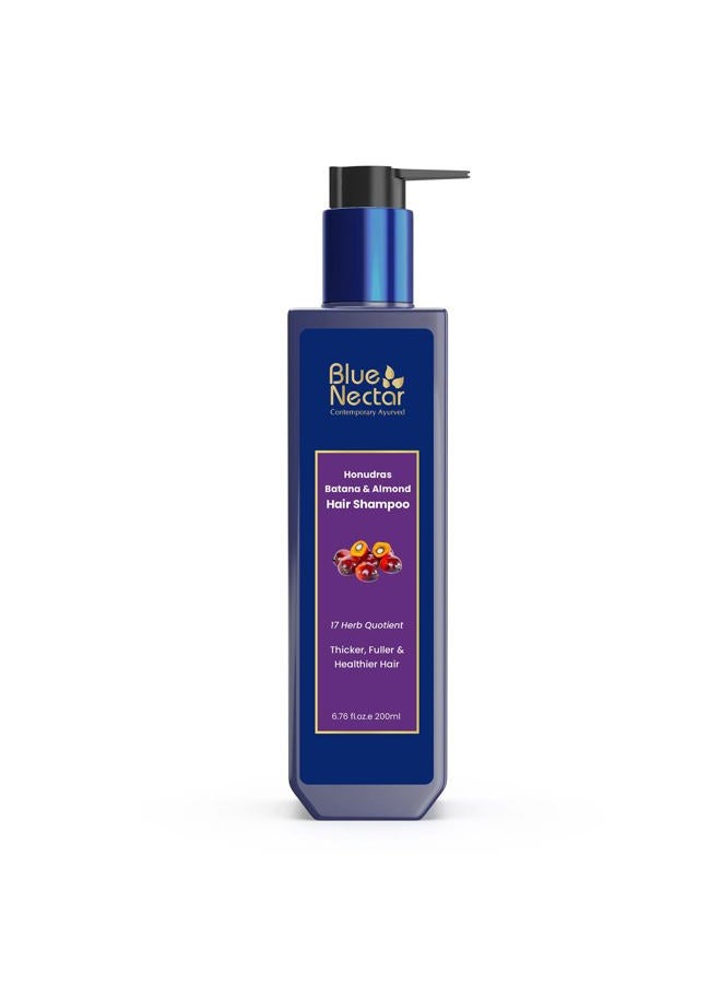 Blue Nectar Batana & Almond Hair Shampoo for Thicker & Fuller Hair | Sulphate Free | All Hair Types (17 Herbs, 200ml) - Image 1