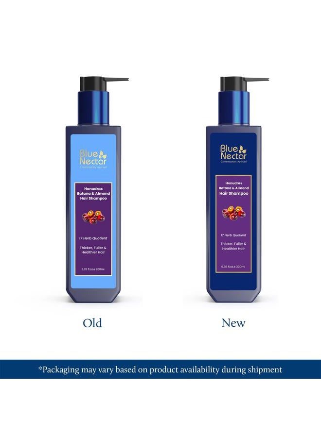 Blue Nectar Batana & Almond Hair Shampoo for Thicker & Fuller Hair | Sulphate Free | All Hair Types (17 Herbs, 200ml) - Image 2