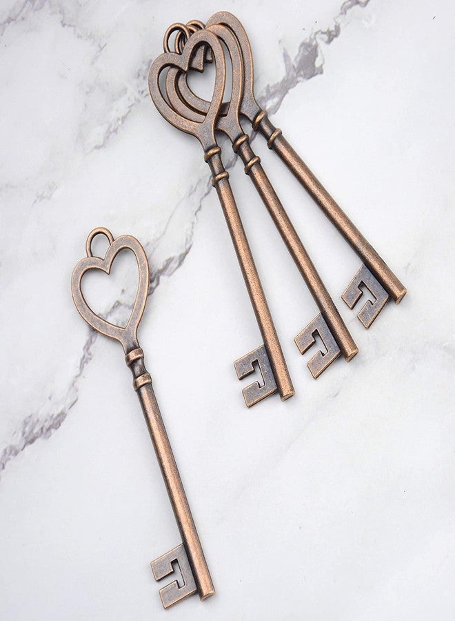 Makhry 30pcs Wedding Party Favor Heart Shape Retro Skeleton Keys Jewelry Making Charms Decorative Craft Keys(Copper 02) - Image 5
