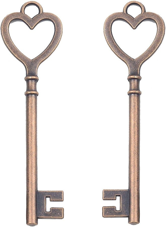 Makhry 30pcs Wedding Party Favor Heart Shape Retro Skeleton Keys Jewelry Making Charms Decorative Craft Keys(Copper 02) - Image 1