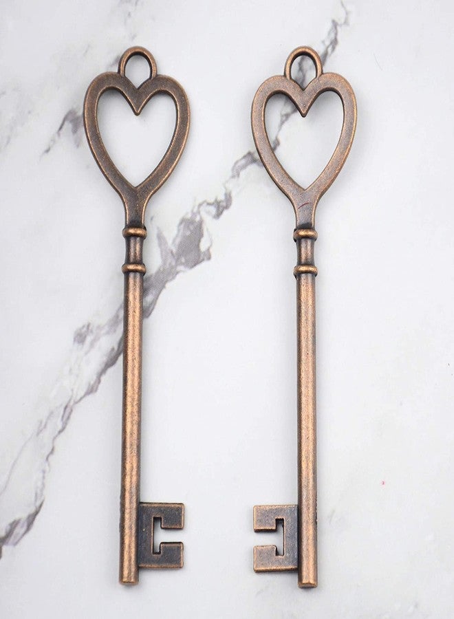 Makhry 30pcs Wedding Party Favor Heart Shape Retro Skeleton Keys Jewelry Making Charms Decorative Craft Keys(Copper 02) - Image 3