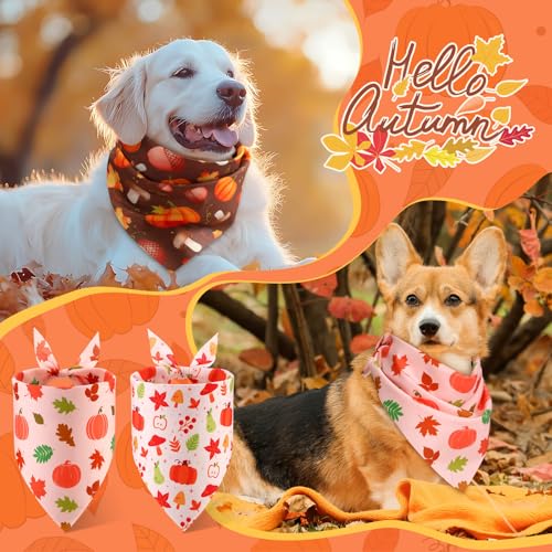 Abbylike 50 Pcs Fall Thanksgiving Dog Bandanas Bulk Pumpkin Bandanas for Dogs Triangle Kerchief Bibs Scarf for Pets Autumn Costume Photo Props Accessories Pet Shops 25 Styles 315 x 217 x 217 - Image 3