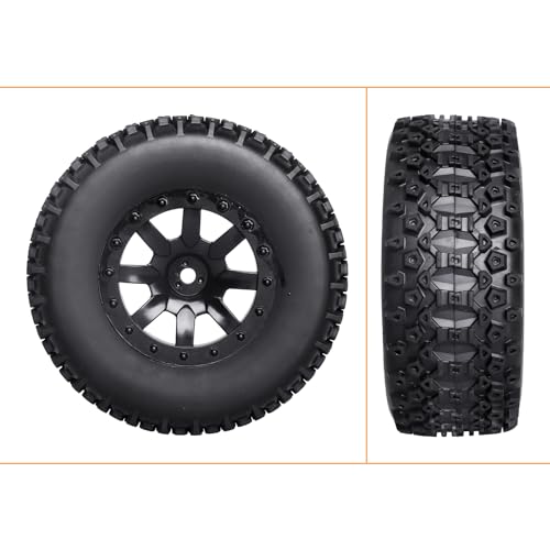 CrazyHobby PreGlued 110 RC Short Course Truck Wheels and Tires Combo 12mm Hex Compatible with Traxxas Slash 4X4 BL2S Losi Tenacity Redcat BlackoutSet of 4 - Image 5