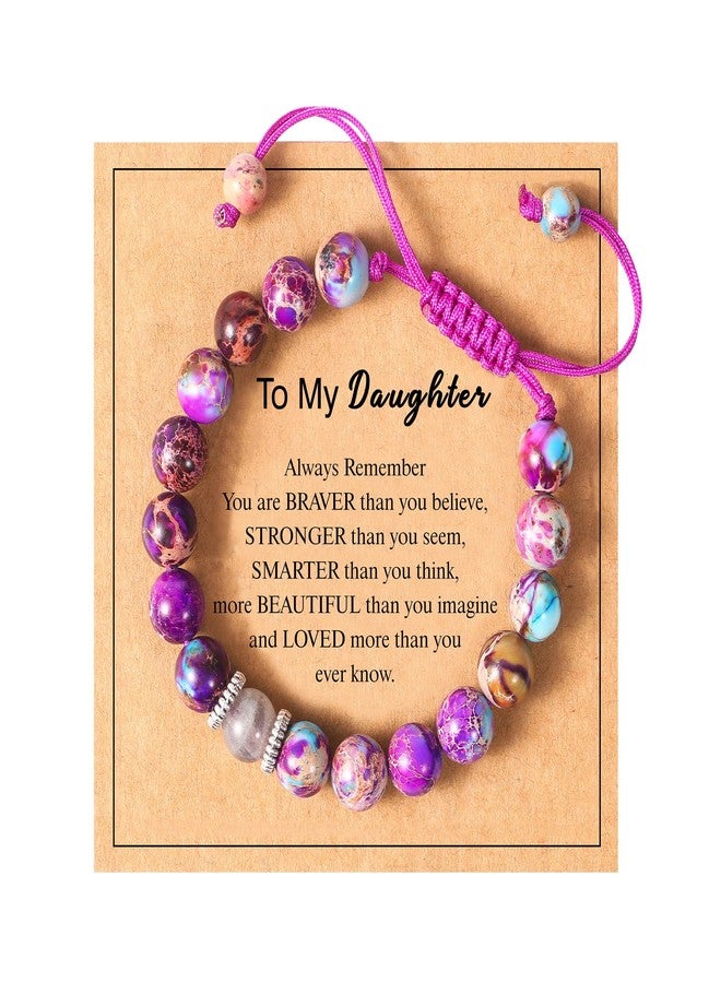Lamyba Daughter Gifts from Mom and Dad, Natural Stone Adjustable Bracelet for Women and Teen Girls, Inspirational Birthday Christmas Graduation Valentine’s Day Gift for Daughter - Image 4
