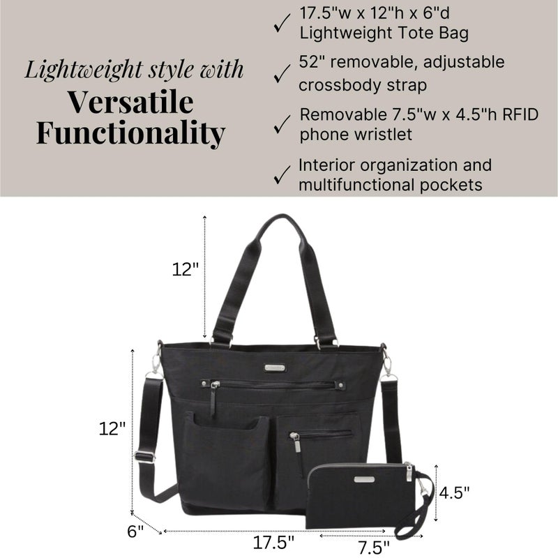 Baggallini Any Day Tote with RFID Phone Wristlet - Crossbody Tote Bag for Women - Lightweight Travel Bag - Image 4
