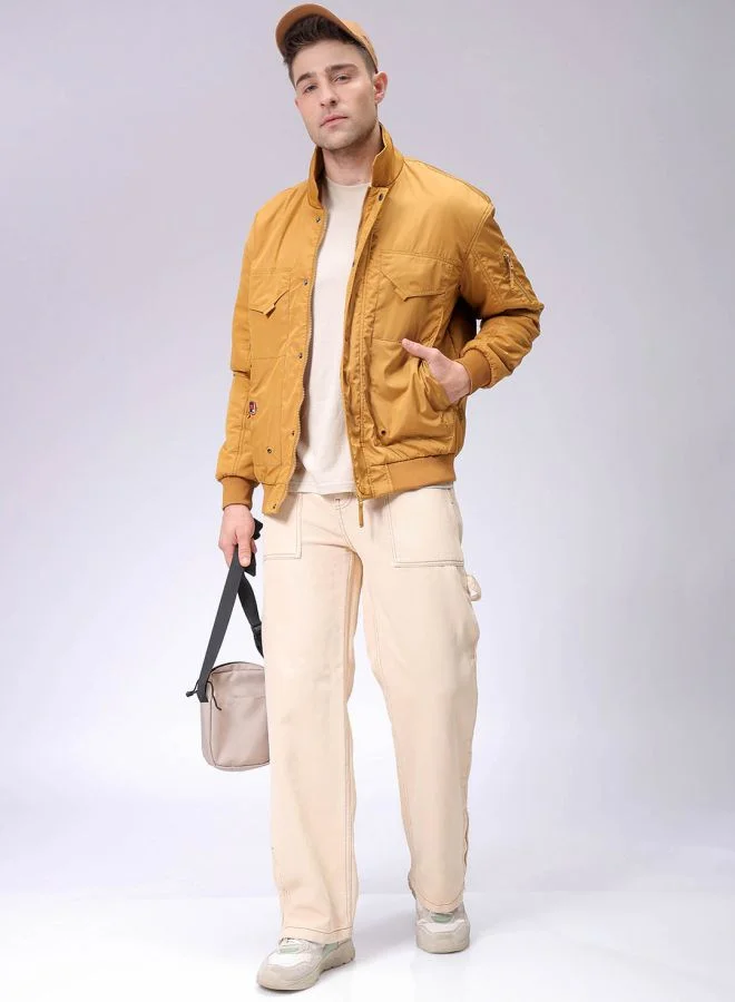 The Indian Garage Co Men Slim Fit Solid Puffer Jackets