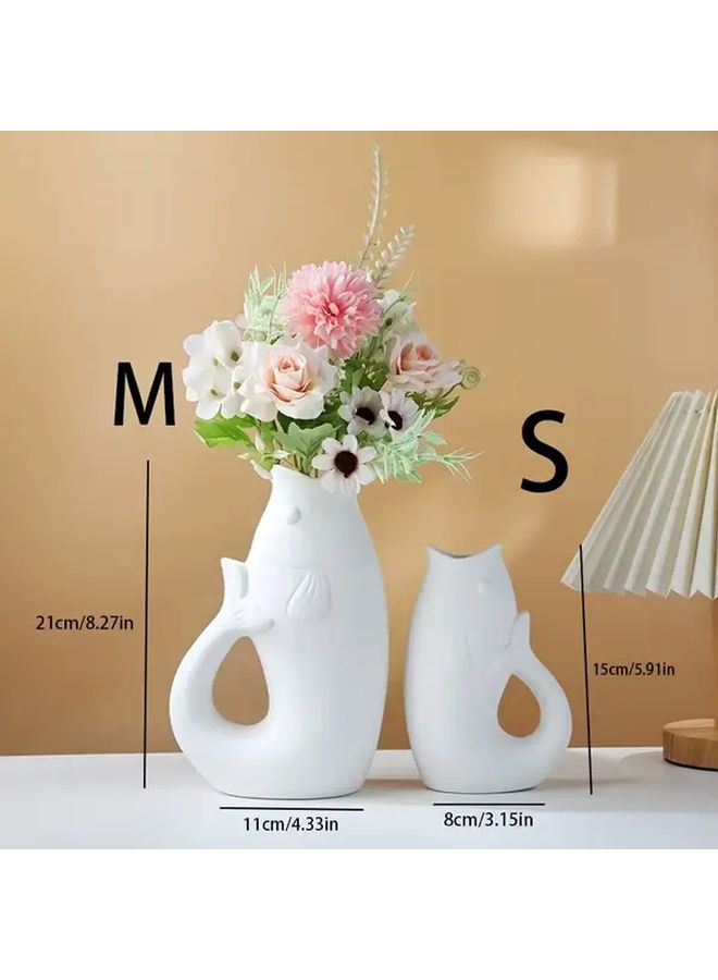 White Plastic Fish Shape Vase Nordic Decorative Storage Bottle - Image 3