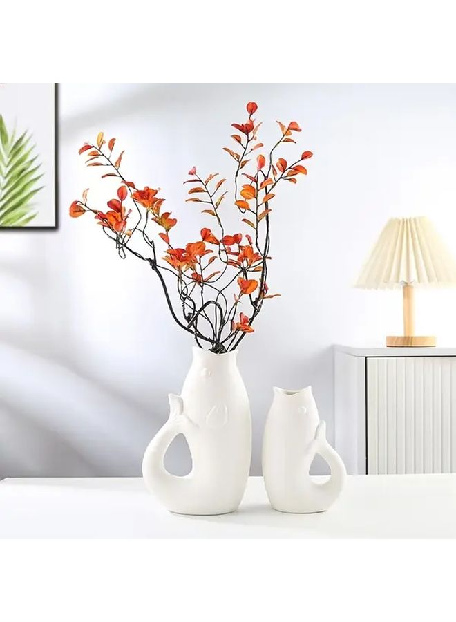 White Plastic Fish Shape Vase Nordic Decorative Storage Bottle - Image 1