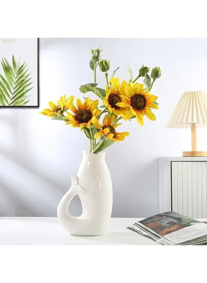 White Plastic Fish Shape Vase Nordic Decorative Storage Bottle - Image 4