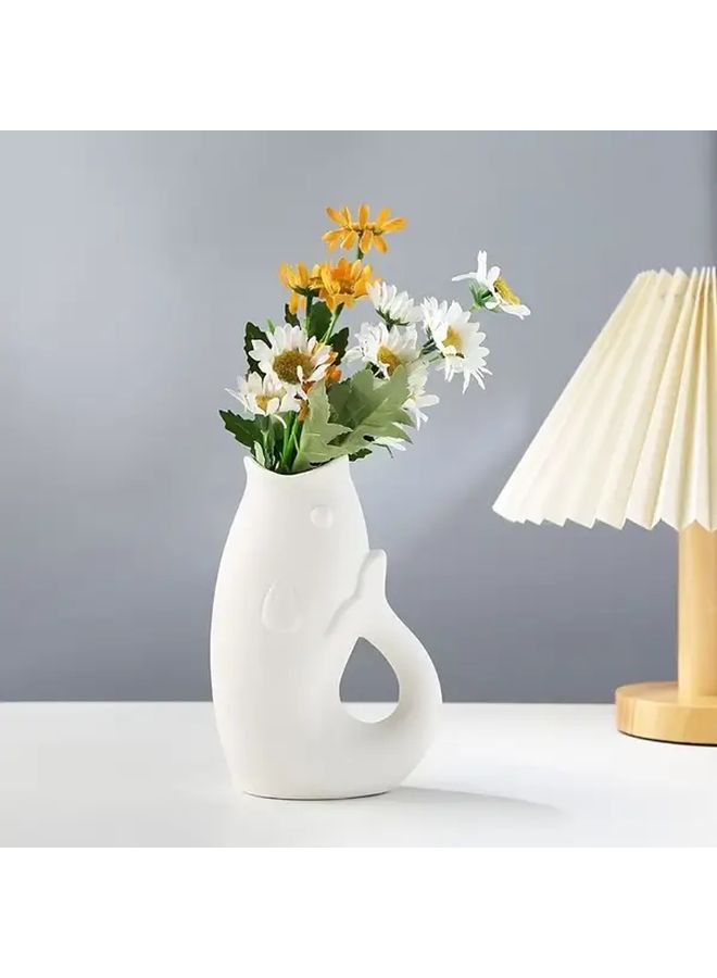 White Plastic Fish Shape Vase Nordic Decorative Storage Bottle - Image 2