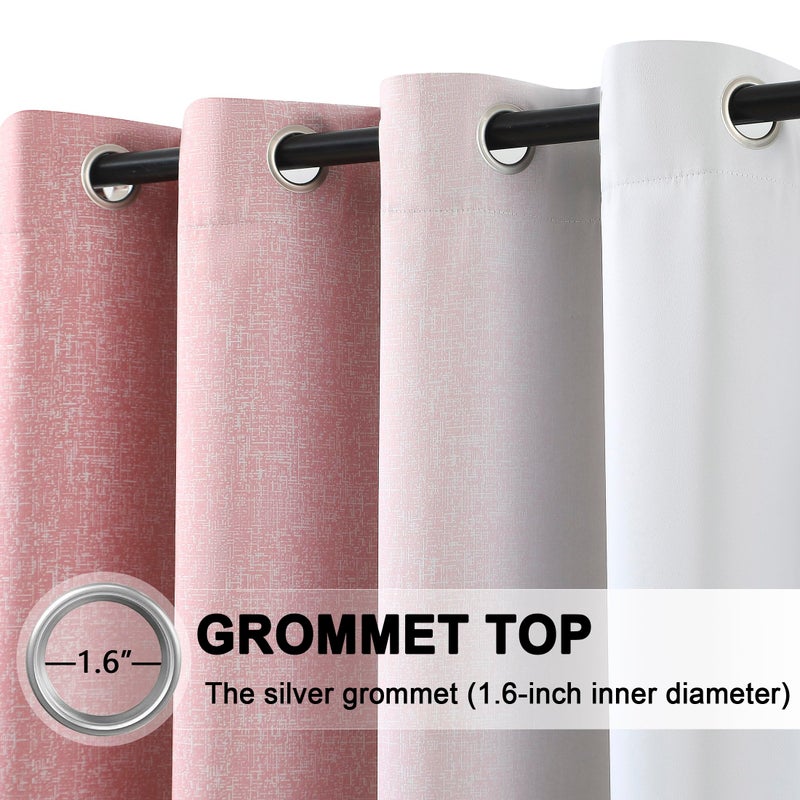 Purainbow Ombre Pink Blackout Curtains 63 Inch Long for Living Room Bedroom, Gradient Thermal Insulated Room Darkening Window Curtain Drapes for Girls Room Decor, Privacy Protect Panels Set of 2, Grommet Top - Image 4