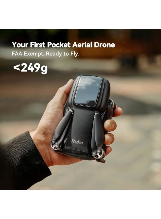 RUKO U11MINI 4K, Drones with Camera for Adults 4K Video 8K Photo, Under 249g, 3-Axis Gimbal EIS, 20000ft FPV Transmission, AI Takeoff/Landing, Auto Return, GPS with Beeper, Beginner (96-Min Flight) - Image 3