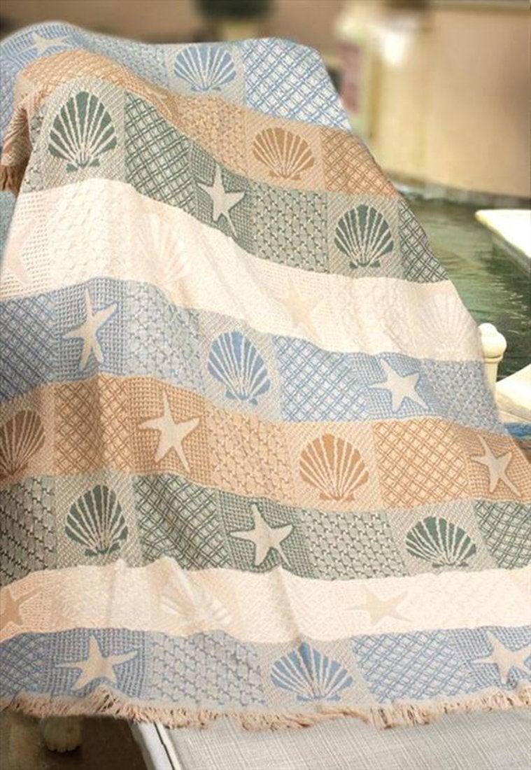 Manual Woodworker Manual Cotton Throw Blankets Seashells by The Seashore 2 Layer Throw Blanket 46 X 60 46 X 60 X 0.25 Inches Multicolored - Image 3
