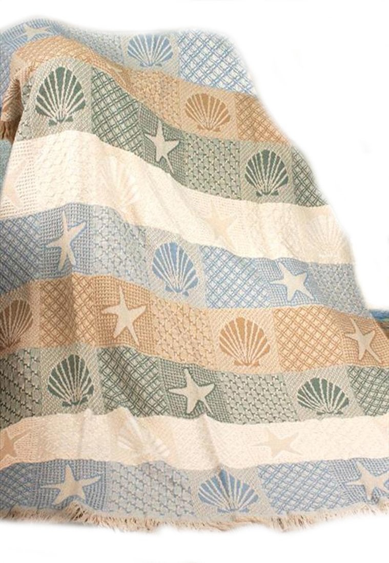 Manual Woodworker Manual Cotton Throw Blankets Seashells by The Seashore 2 Layer Throw Blanket 46 X 60 46 X 60 X 0.25 Inches Multicolored - Image 5