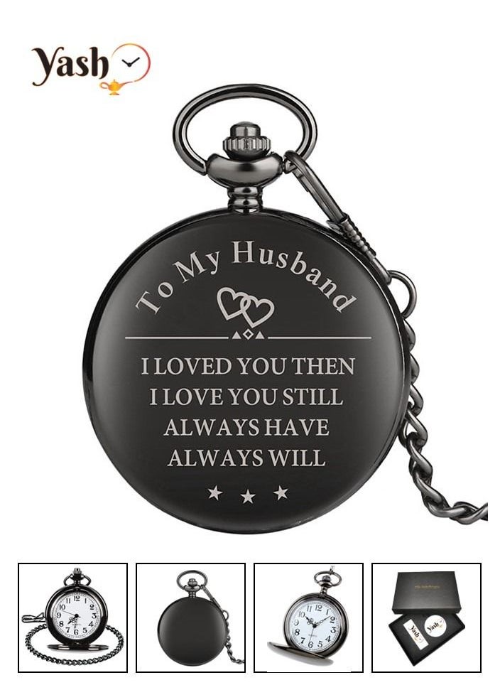 YASH Yash Retro Style I Love You Quartz Pocket Watch For Husband Wife Mom Dad Son Daughter Teacher With Chain And Yash Packaging  - Image 1