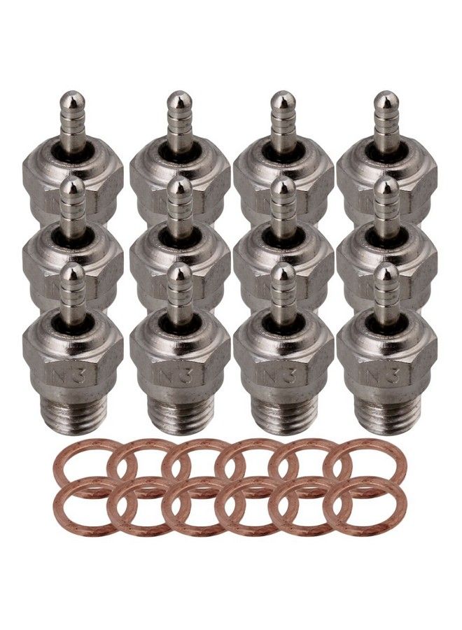 Mxfans Silver Rc 1:8 1:10 70117 Stainless Steel Glow Spark Plug Replacement For Hsp N3 15~28 Hot Nitro Engines Pack Of 12 - Image 2